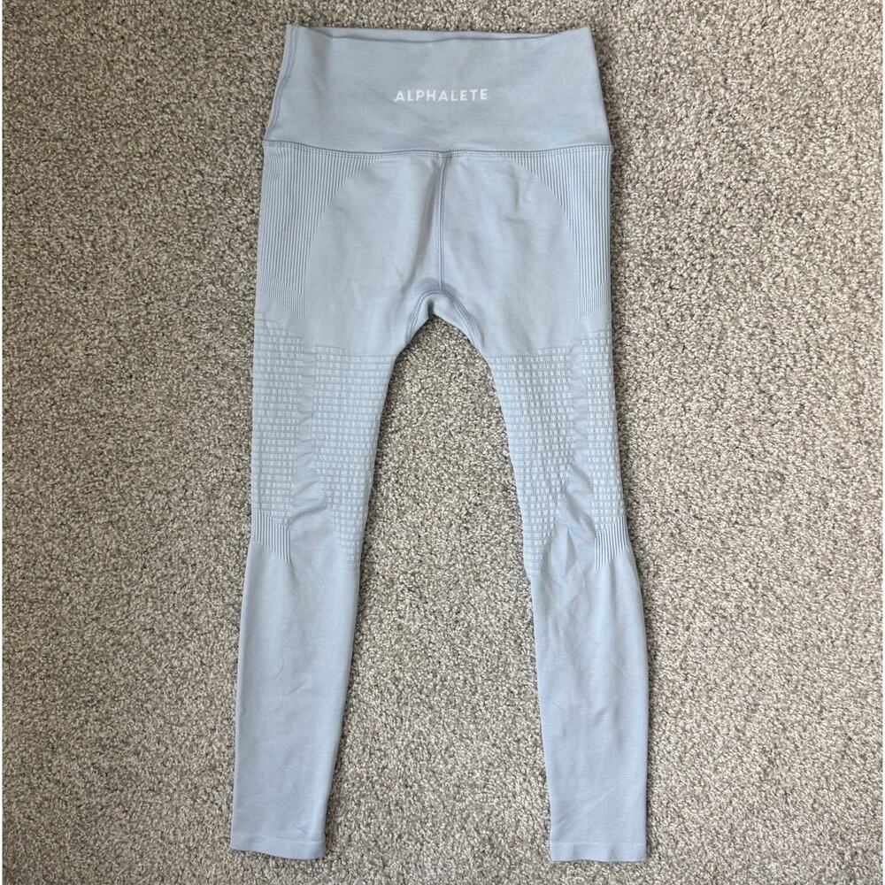 Alphalete Leggings Womens‎ M light blue High Waist Yoga Gym Pants Stretch